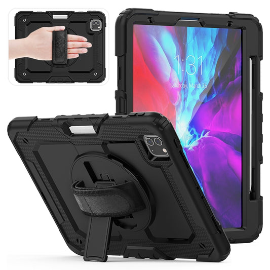 For iPad Pro 11 inch (2018) / Pro 11 inch (2020) Shockproof Colorful Silica Gel + PC Protective Tablet Case with Holder & Shoulder Strap & Hand Strap & Pen Slot