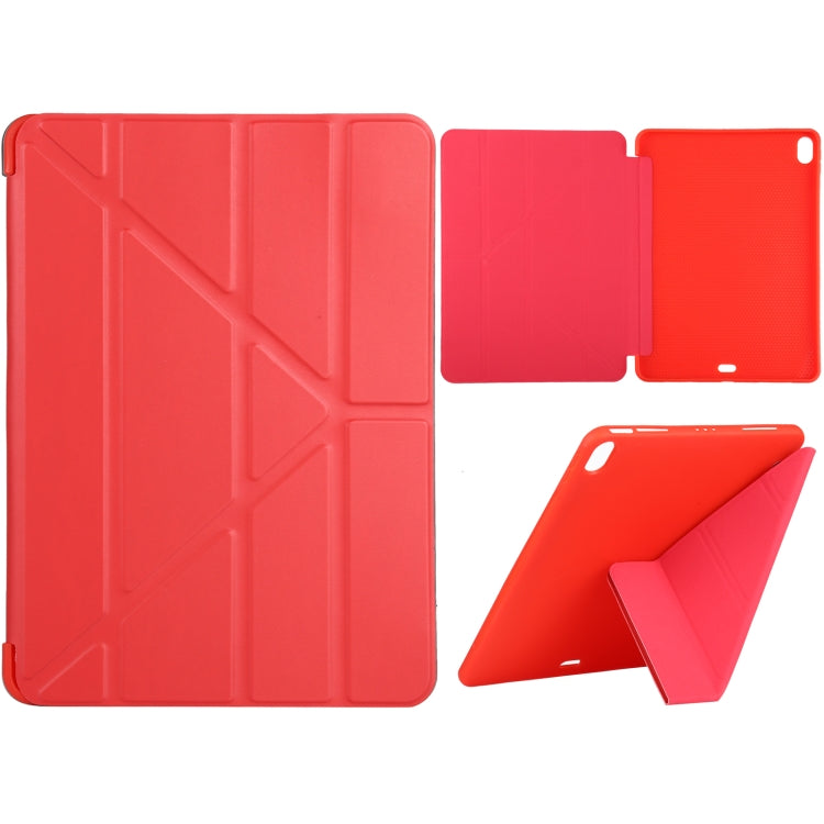 Millet Texture PU+ Silicone Full Coverage Leather Case with Multi-folding Holder for iPad Air (2020) 10.9 inch