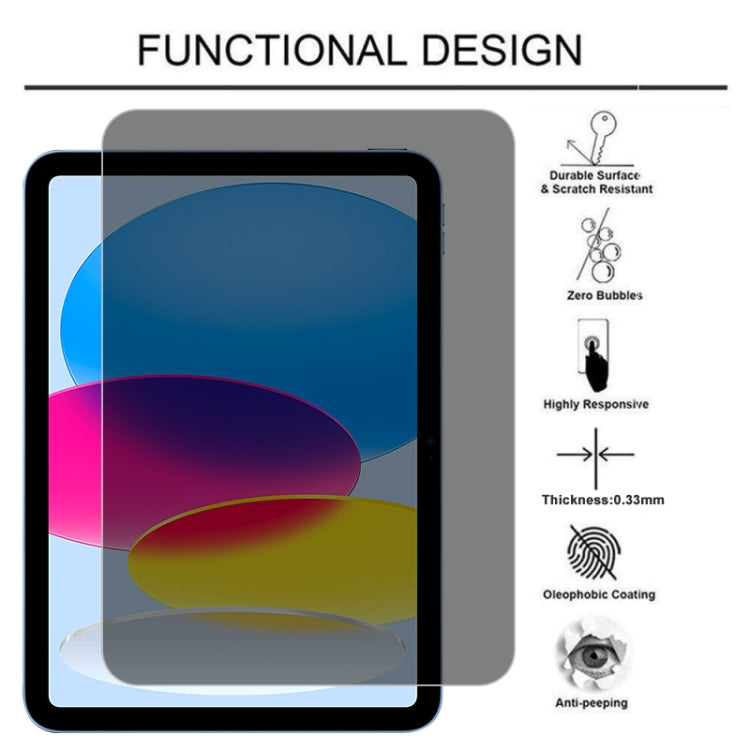 For iPad 10th Gen 10.9 2022 0.33mm 9H 2.5D Privacy Explosion-proof Tempered Glass Film