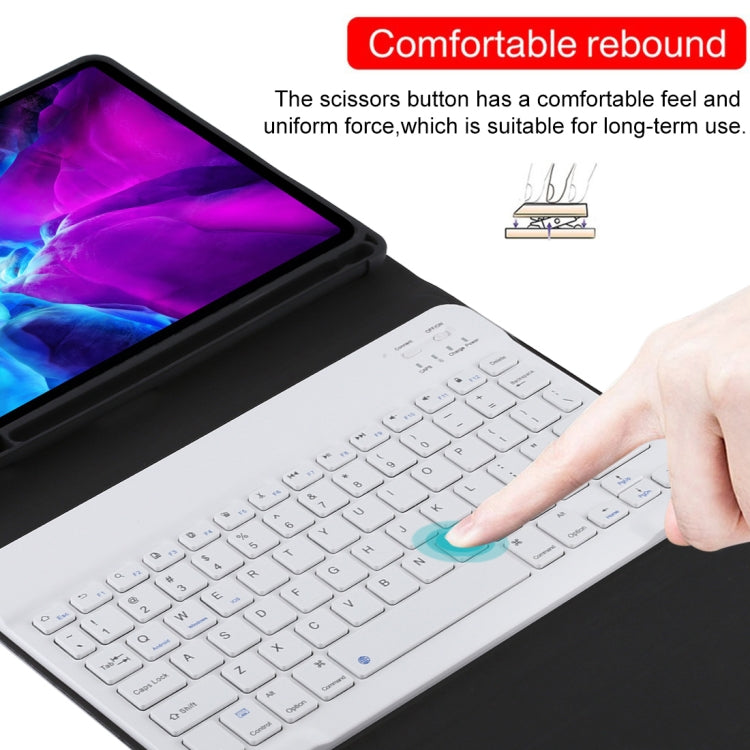TG11B Detachable Bluetooth White Keyboard + Microfiber Leather Tablet Case for iPad Pro 11 inch (2020), with Pen Slot & Holder