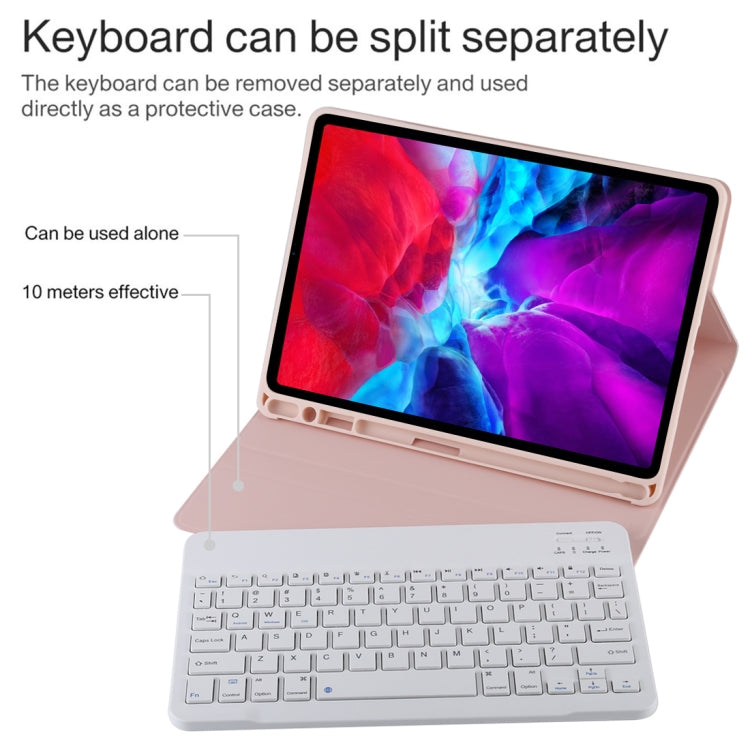 TG11B Detachable Bluetooth White Keyboard + Microfiber Leather Tablet Case for iPad Pro 11 inch (2020), with Pen Slot & Holder, White Keyboard