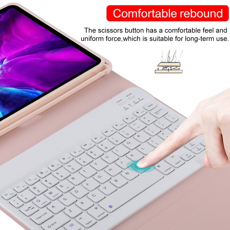 TG11B Detachable Bluetooth White Keyboard + Microfiber Leather Tablet Case for iPad Pro 11 inch (2020), with Pen Slot & Holder, White Keyboard