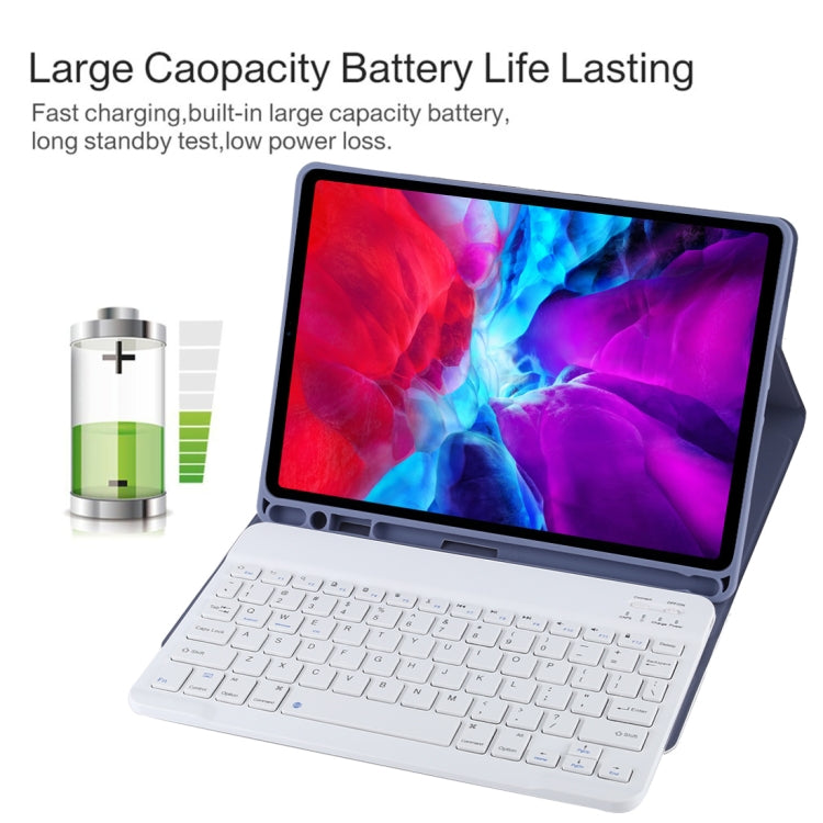 TG11B Teclado Bluetooth blanco desmontable + Funda de microfibra para iPad Pro de 11 pulgadas (2020), con ranura y soporte para lápiz, teclado blanco