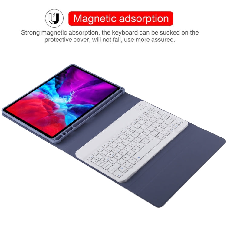 TG11B Teclado Bluetooth blanco desmontable + Funda de microfibra para iPad Pro de 11 pulgadas (2020), con ranura y soporte para lápiz, teclado blanco