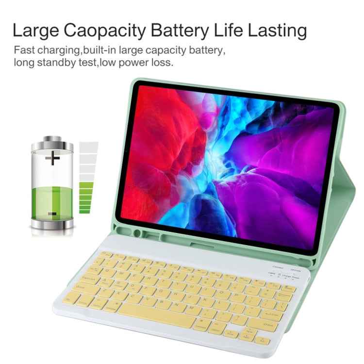 TG11B Detachable Bluetooth Yellow Keyboard + Microfiber Leather Tablet Case for iPad Pro 11 inch (2020), with Pen Slot & Holder