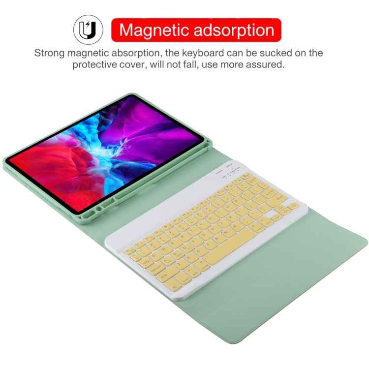 TG11B Detachable Bluetooth Yellow Keyboard + Microfiber Leather Tablet Case for iPad Pro 11 inch (2020), with Pen Slot & Holder