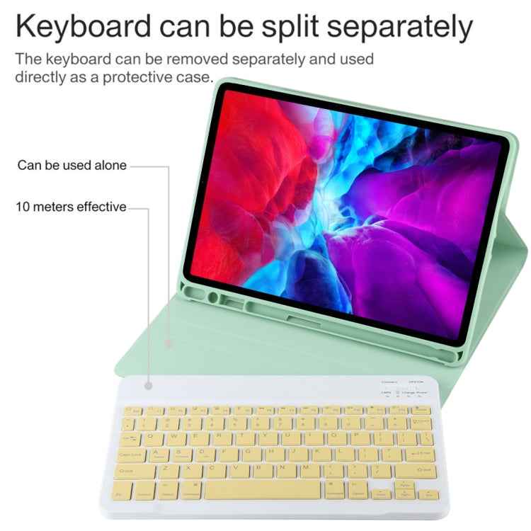 TG11B Detachable Bluetooth Yellow Keyboard + Microfiber Leather Tablet Case for iPad Pro 11 inch (2020), with Pen Slot & Holder