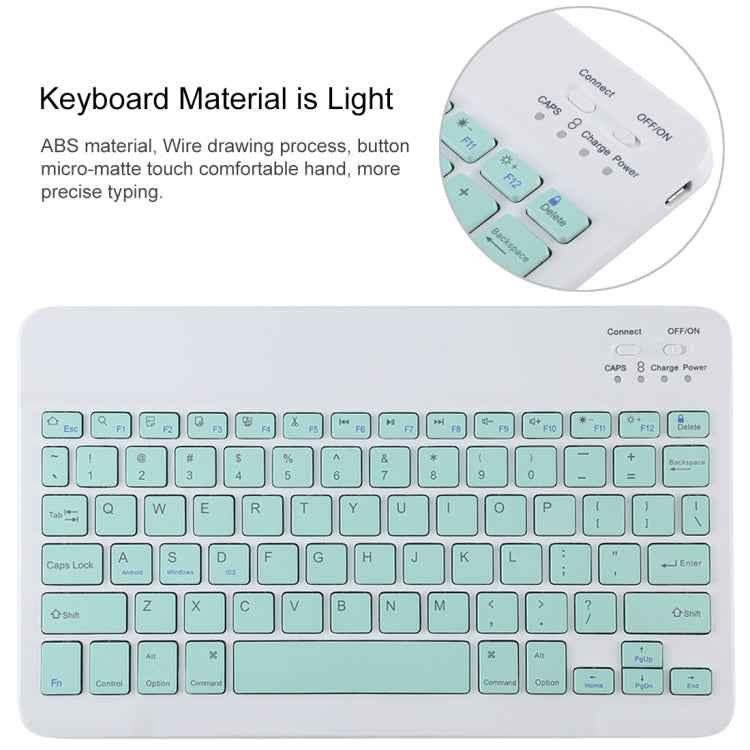TG11B Detachable Bluetooth Green Keyboard + Microfiber Leather Tablet Case for iPad Pro 11 inch (2020), with Pen Slot & Holder