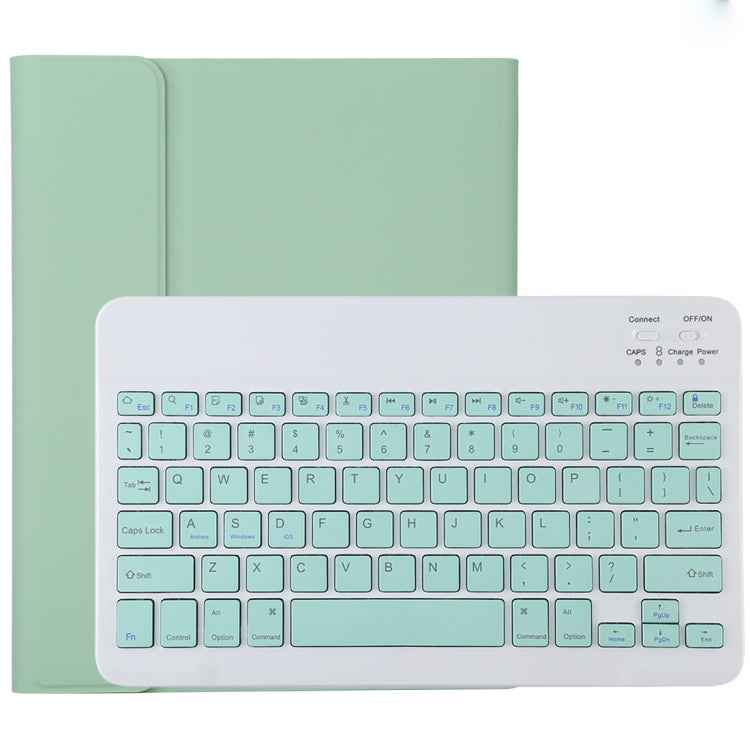 TG11B Detachable Bluetooth Green Keyboard + Microfiber Leather Tablet Case for iPad Pro 11 inch (2020), with Pen Slot & Holder