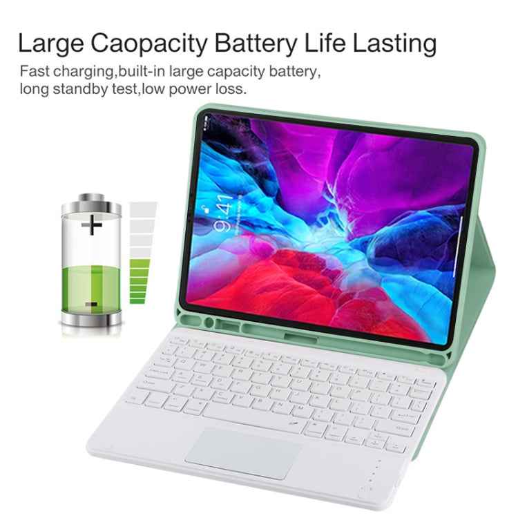 TG11BC Detachable Bluetooth White Keyboard Microfiber Leather Tablet Case for iPad Pro 11 inch (2020), with Touchpad & Pen Slot & Holder