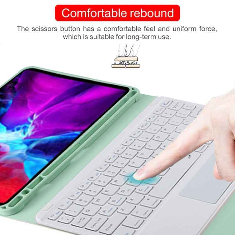 TG11BC Detachable Bluetooth White Keyboard Microfiber Leather Tablet Case for iPad Pro 11 inch (2020), with Touchpad & Pen Slot & Holder
