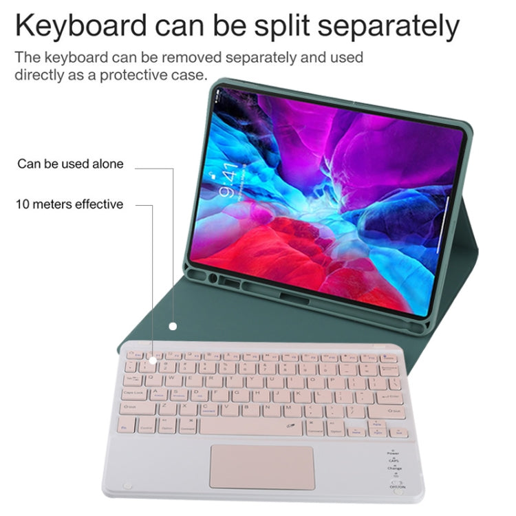 TG11BC Detachable Bluetooth Pink Keyboard Microfiber Leather Tablet Case for iPad Pro 11 inch (2020), with Touchpad & Pen Slot & Holder, Pink Keyboard