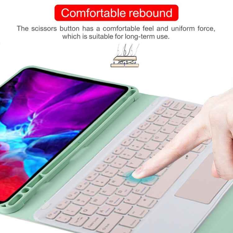 TG11BC Detachable Bluetooth Pink Keyboard Microfiber Leather Tablet Case for iPad Pro 11 inch (2020), with Touchpad & Pen Slot & Holder