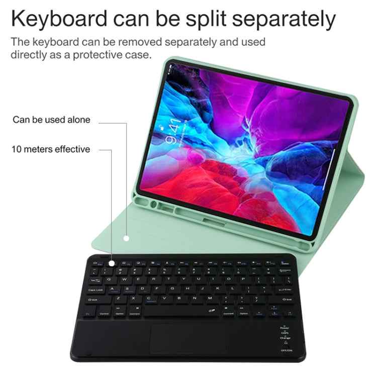 TG11BC Detachable Bluetooth Black Keyboard Microfiber Leather Tablet Case for iPad Pro 11 inch (2020), with Touchpad & Pen Slot & Holder
