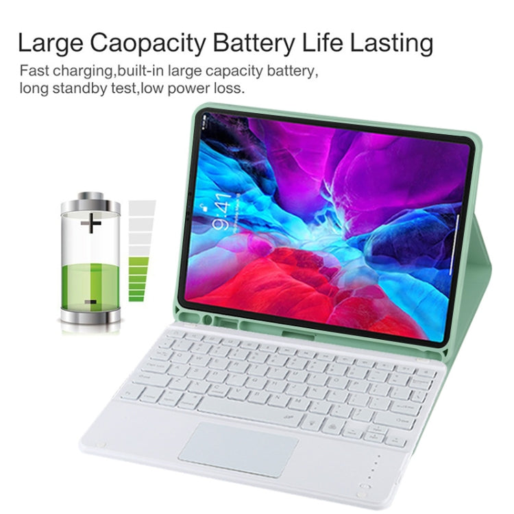 TG11BCS Detachable Bluetooth White Keyboard Microfiber Leather Tablet Case for iPad Pro 11 inch (2020), with Backlight & Touchpad & Pen Slot & Holder, White Keyboard