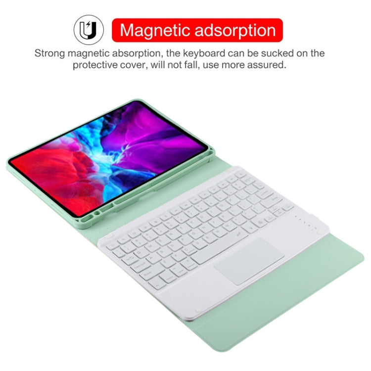TG11BCS Detachable Bluetooth White Keyboard Microfiber Leather Tablet Case for iPad Pro 11 inch (2020), with Backlight & Touchpad & Pen Slot & Holder, White Keyboard