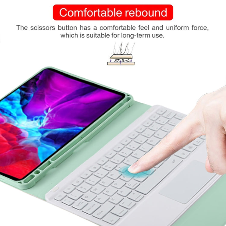 TG11BCS Detachable Bluetooth White Keyboard Microfiber Leather Tablet Case for iPad Pro 11 inch (2020), with Backlight & Touchpad & Pen Slot & Holder, White Keyboard