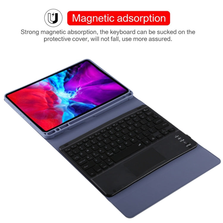 TG11BCS Detachable Bluetooth Black Keyboard Microfiber Leather Tablet Case for iPad Pro 11 inch (2020), with Backlight & Touchpad & Pen Slot & Holder, Black Keyboard