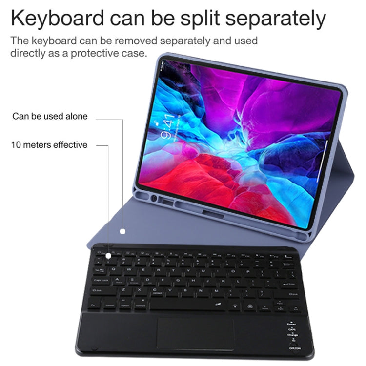 TG11BCS Detachable Bluetooth Black Keyboard Microfiber Leather Tablet Case for iPad Pro 11 inch (2020), with Backlight & Touchpad & Pen Slot & Holder, Black Keyboard