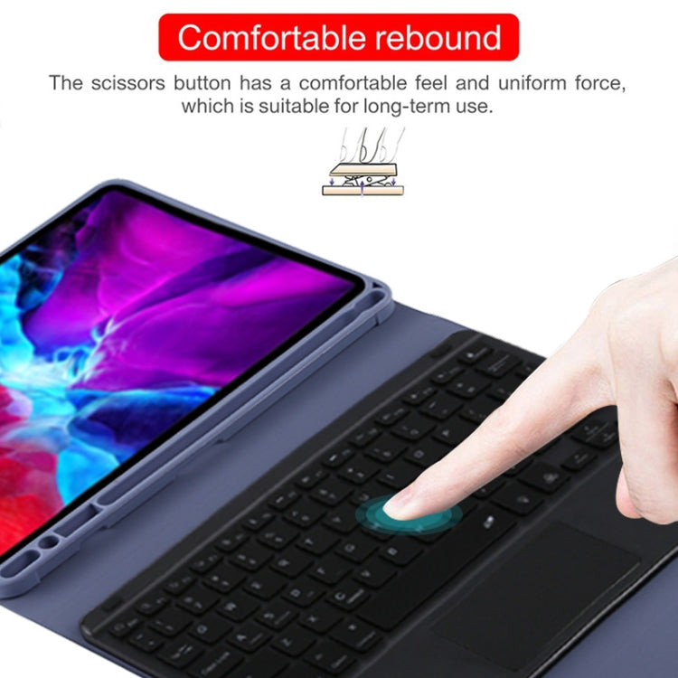 TG11BCS Detachable Bluetooth Black Keyboard Microfiber Leather Tablet Case for iPad Pro 11 inch (2020), with Backlight & Touchpad & Pen Slot & Holder, Black Keyboard
