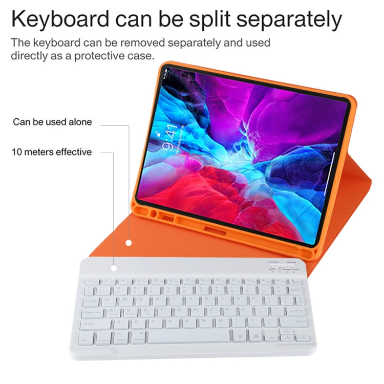 TG11BS Detachable Bluetooth White Keyboard Microfiber Leather Tablet Case for iPad Pro 11 inch (2020), with Backlight & Pen Slot & Holder