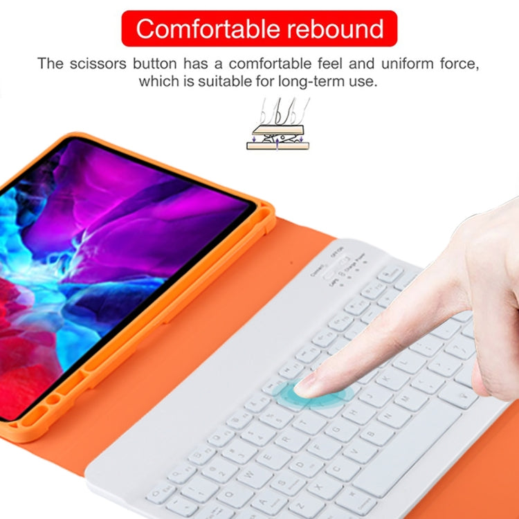 TG11BS Detachable Bluetooth White Keyboard Microfiber Leather Tablet Case for iPad Pro 11 inch (2020), with Backlight & Pen Slot & Holder