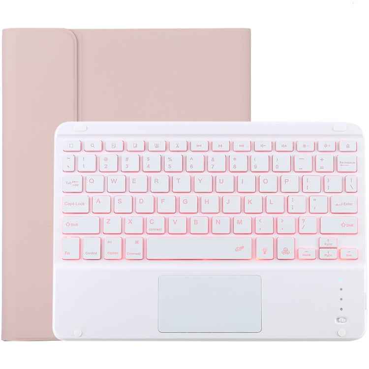 TG-102BCS Detachable Bluetooth White Keyboard + Microfiber Leather Tablet Case for iPad 10.2 inch / iPad Air (2019), with Touch Pad & Backlight & Pen Slot & Holder