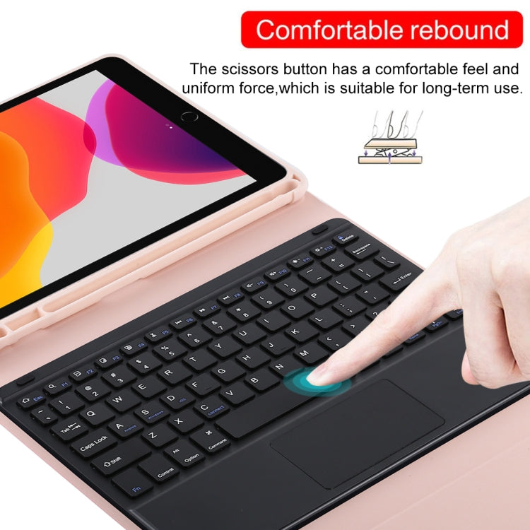 TG-102BC Detachable Bluetooth Black Keyboard + Microfiber Leather Tablet Case for iPad 10.2 inch / iPad Air (2019), with Touch Pad & Pen Slot & Holder