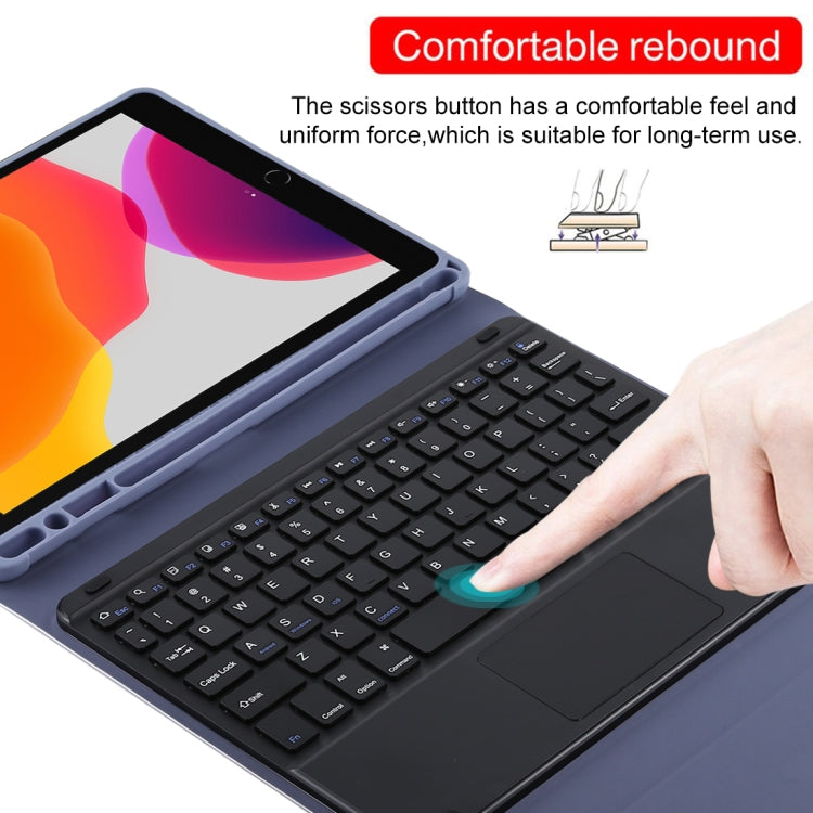 TG-102BC Detachable Bluetooth Black Keyboard + Microfiber Leather Tablet Case for iPad 10.2 inch / iPad Air (2019), with Touch Pad & Pen Slot & Holder, TG-102BC