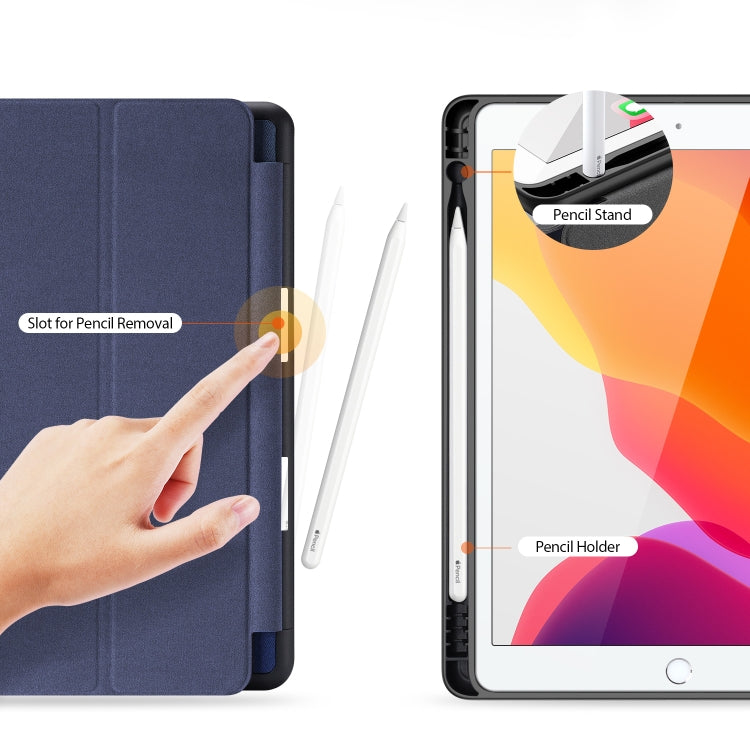For iPad 10.2 DUX DUCIS Domo Series Horizontal Flip Magnetic PU Leather Case with Three-folding Holder & Pen Slot & Sleep / Wake-up Function
