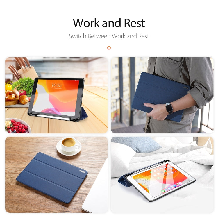 For iPad 10.2 DUX DUCIS Domo Series Horizontal Flip Magnetic PU Leather Case with Three-folding Holder & Pen Slot & Sleep / Wake-up Function