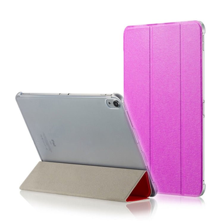 Silk Texture Horizontal Flip Ultra-thin Double-sided Clip Magnetic PU Leather Case for iPad Pro 11 inch (2018), with Three-folding Holder & Sleep / Wake-up Function