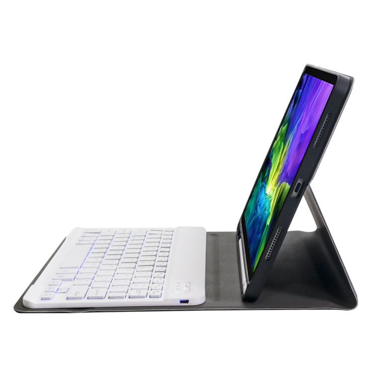 A11BS 2020 Ultra-thin ABS Detachable Bluetooth Keyboard Tablet Case for iPad Pro 11 2022 / 2021 / Air4 / Air5, with Backlight & Pen Slot & Holder