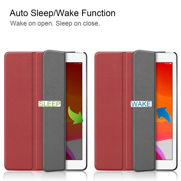 For iPad 10.2 Custer Texture Horizontal Flip Smart PU Leather Case with Sleep / Wake-up Function & Three-folding Holder