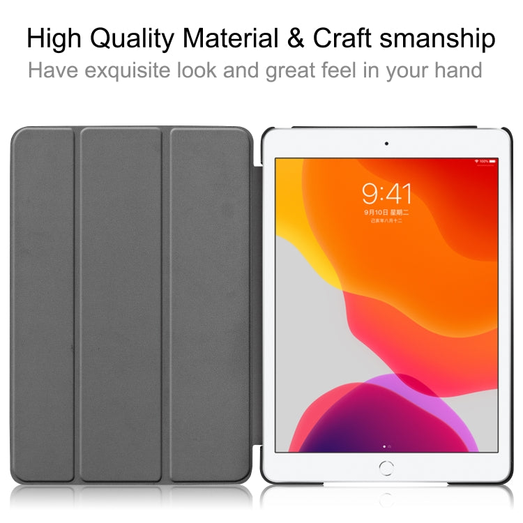 For iPad 10.2 Custer Texture Horizontal Flip Smart PU Leather Case with Sleep / Wake-up Function & Three-folding Holder