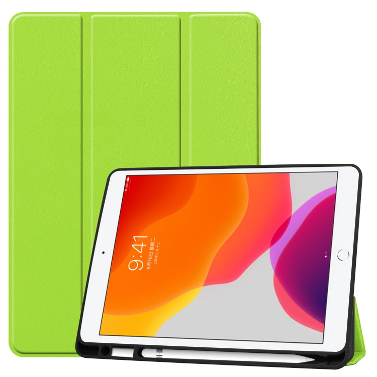 For iPad 10.2 2021 / 2020 / 2019 Custer Texture Horizontal Flip Smart TPU Leather Case with Sleep / Wake-up Function & Three-folding Holder & Pen Slot