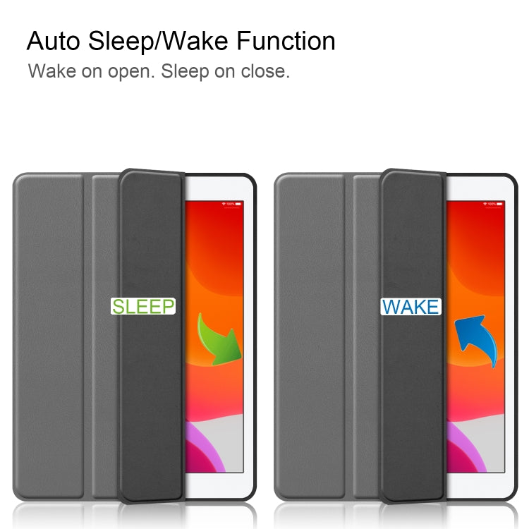 For iPad 10.2 2021 / 2020 / 2019 Custer Texture Horizontal Flip Smart TPU Leather Case with Sleep / Wake-up Function & Three-folding Holder & Pen Slot