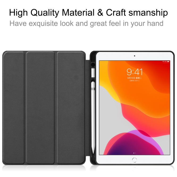 For iPad 10.2 2021 / 2020 / 2019 Custer Texture Horizontal Flip Smart TPU Leather Case with Sleep / Wake-up Function & Three-folding Holder & Pen Slot