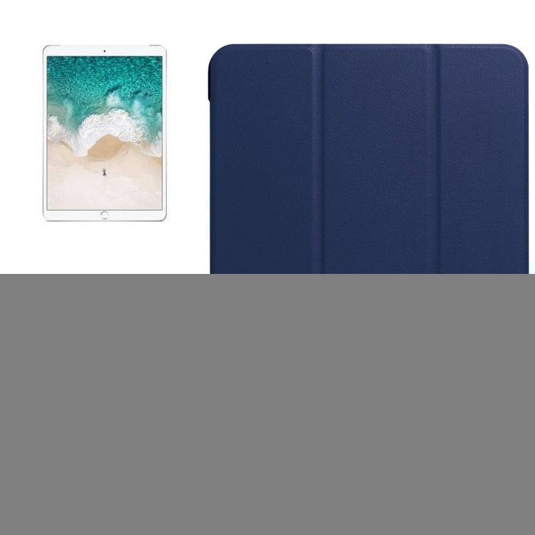 For iPad Pro 10.5 inch PU Litchi Texture 3-folding Smart Case Clear Back Cover with Holder
