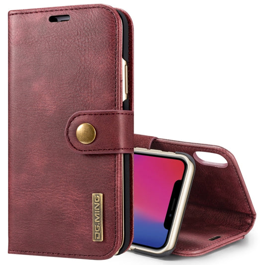 For iPhone X / XS DG.MING  Crazy Horse Texture Horizontal Flip Detachable Magnetic Protective Case with Holder & Card Slots & Wallet