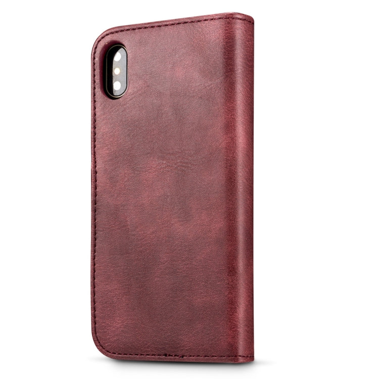 For iPhone X / XS DG.MING  Crazy Horse Texture Horizontal Flip Detachable Magnetic Protective Case with Holder & Card Slots & Wallet