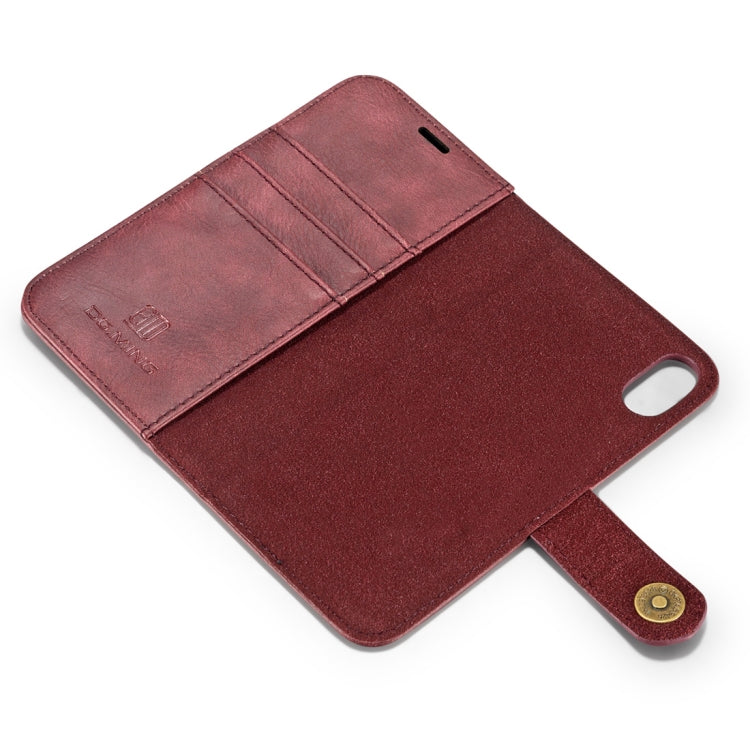 For iPhone X / XS DG.MING  Crazy Horse Texture Horizontal Flip Detachable Magnetic Protective Case with Holder & Card Slots & Wallet