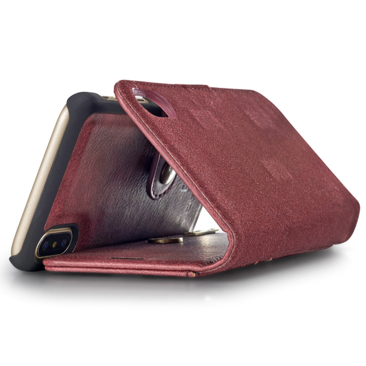 For iPhone X / XS DG.MING  Crazy Horse Texture Horizontal Flip Detachable Magnetic Protective Case with Holder & Card Slots & Wallet