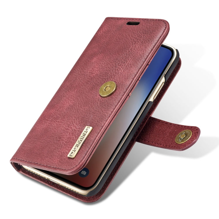 For iPhone X / XS DG.MING  Crazy Horse Texture Horizontal Flip Detachable Magnetic Protective Case with Holder & Card Slots & Wallet