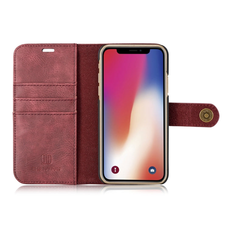 For iPhone X / XS DG.MING  Crazy Horse Texture Horizontal Flip Detachable Magnetic Protective Case with Holder & Card Slots & Wallet