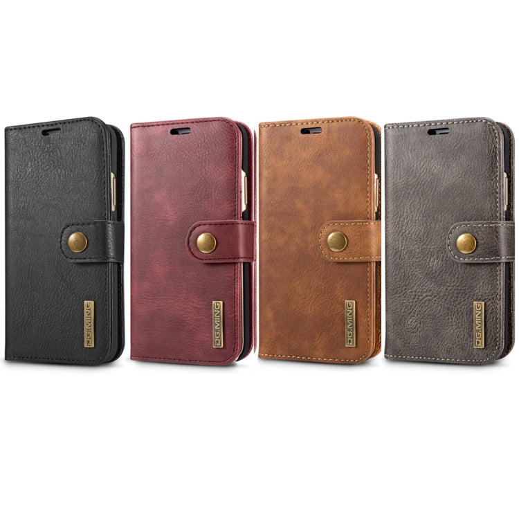 For iPhone X / XS DG.MING  Crazy Horse Texture Horizontal Flip Detachable Magnetic Protective Case with Holder & Card Slots & Wallet