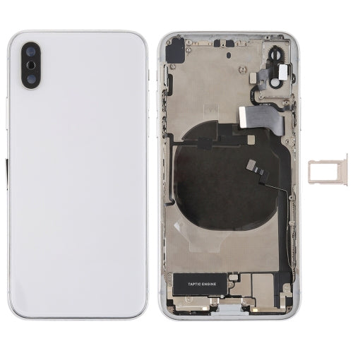 Battery Back Cover Assembly with Side Keys & Vibrator & Speaker Ringer Buzzer & Power Button + Volume Button Flex Cable & Card Tray & Battery Adhesive for iPhone X, For iPhone X