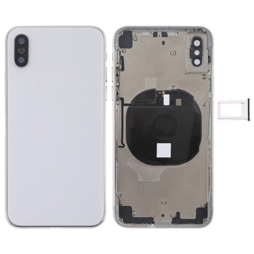 Battery Back Cover Assembly with Side Keys & Wireless Charging Module & Volume Button Flex Cable & Card Tray for iPhone X, For iPhone X (Charging Module), For iPhone X  (Full Assembly)