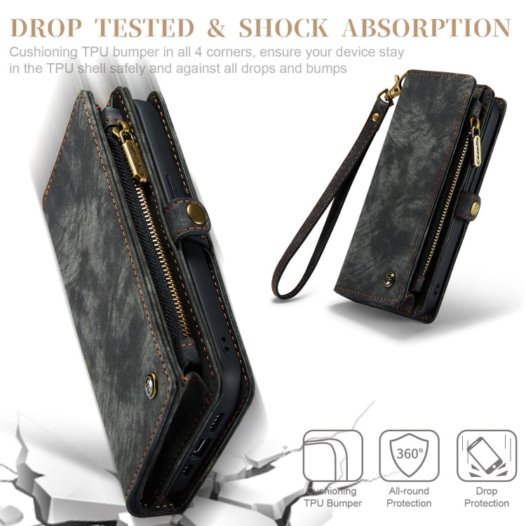 For iPhone X / XS CaseMe-008 TPU + PC Magnetic Absorption Detachable Back Cover Horizontal Flip Leather Case with Holder & Card Slots & Zipper Wallet & Photo Frame