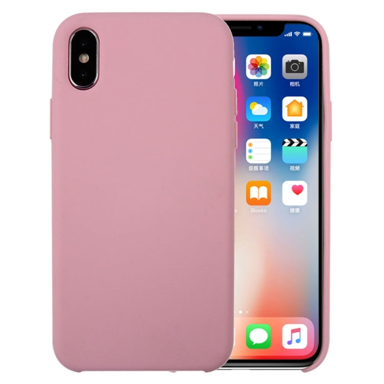For iPhone X / XS Pure Color Liquid Silicone + PC Dropproof Protective Back Cover Case